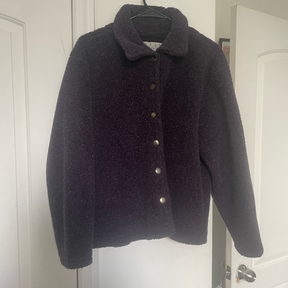 Purple Fleece coat with snap buttons